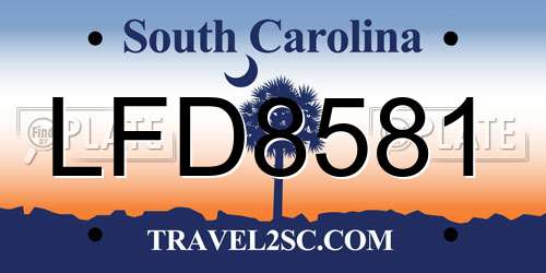 LFD8581 South Carolina License Plate
