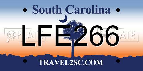 LFE266 South Carolina License Plate