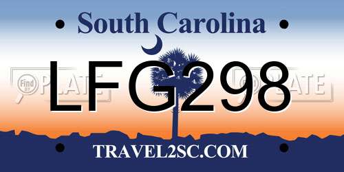 LFG298 South Carolina License Plate