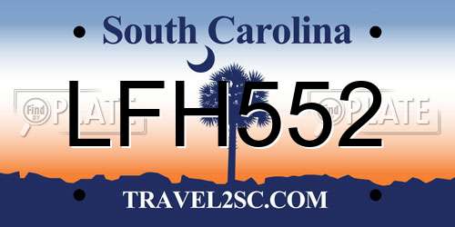 LFH552 South Carolina License Plate