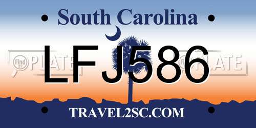 LFJ586 South Carolina License Plate