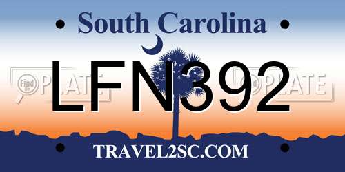 LFN392 South Carolina License Plate