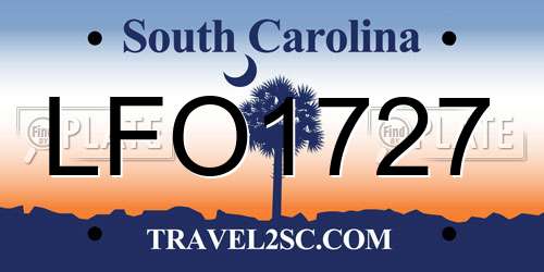 LFO1727 South Carolina License Plate