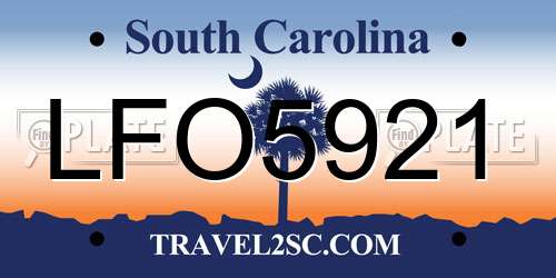 LFO5921 South Carolina License Plate
