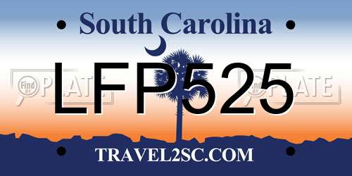 LFP525 South Carolina License Plate