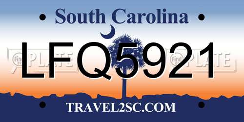 LFQ5921 South Carolina License Plate