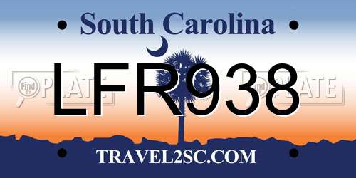 LFR938 South Carolina License Plate