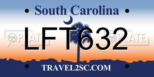 LFT632 South Carolina License Plate