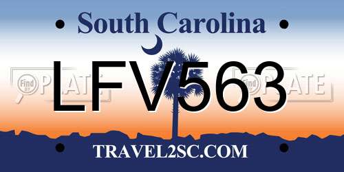 LFV563 South Carolina License Plate