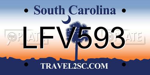 LFV593 South Carolina License Plate
