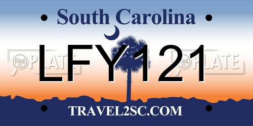 LFY121 South Carolina License Plate
