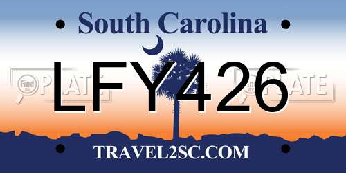 LFY426 South Carolina License Plate