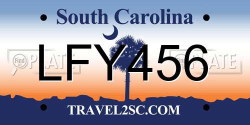 LFY456 South Carolina License Plate