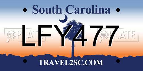 LFY477 South Carolina License Plate