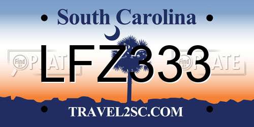 LFZ333 South Carolina License Plate