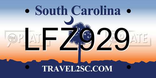 LFZ929 South Carolina License Plate