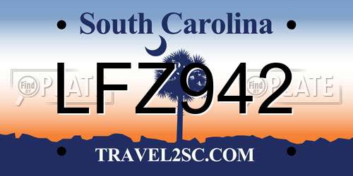 LFZ942 South Carolina License Plate