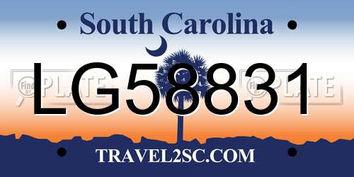 LG58831 South Carolina License Plate
