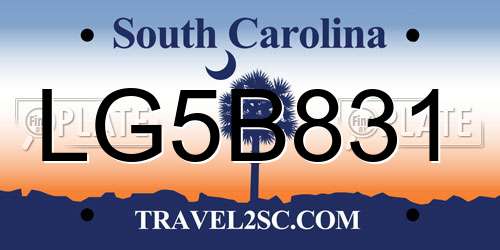 LG5B831 South Carolina License Plate