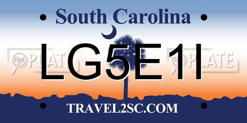 LG5E1I South Carolina License Plate