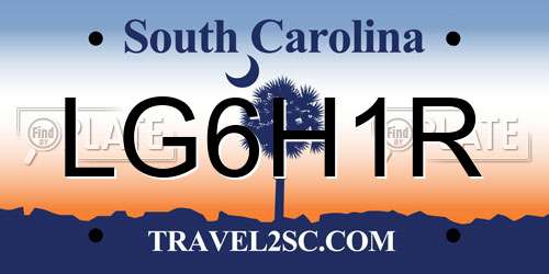 LG6H1R South Carolina License Plate