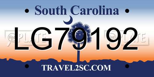 LG79192 South Carolina License Plate