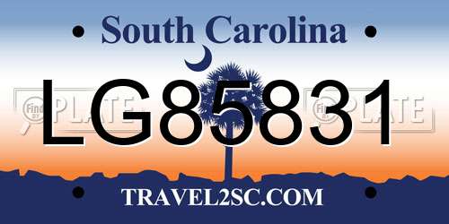 LG85831 South Carolina License Plate