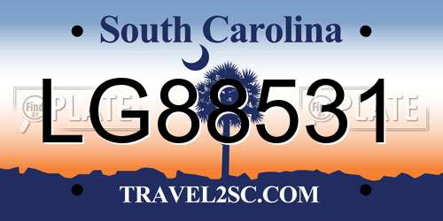 LG88531 South Carolina License Plate
