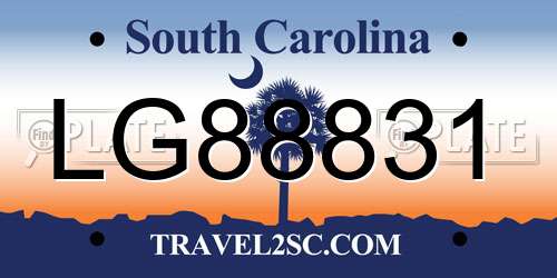 LG88831 South Carolina License Plate
