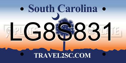 LG8S831 South Carolina License Plate