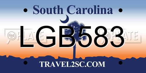 LGB583 South Carolina License Plate