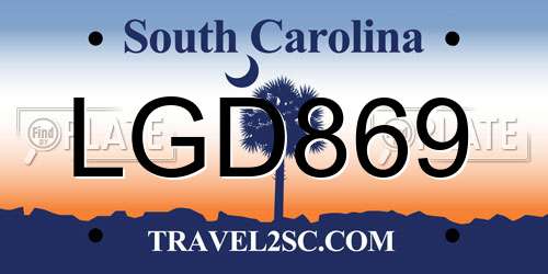 LGD869 South Carolina License Plate
