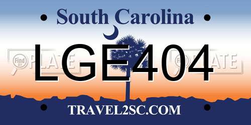 LGE404 South Carolina License Plate
