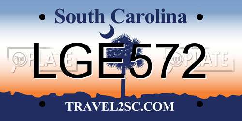 LGE572 South Carolina License Plate