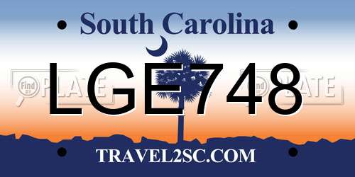 LGE748 South Carolina License Plate