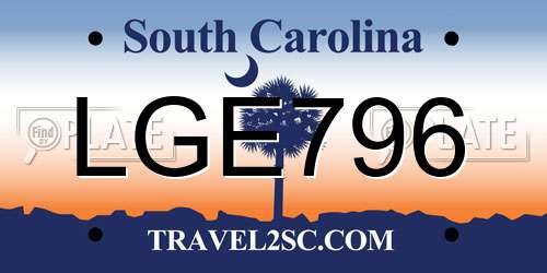LGE796 South Carolina License Plate