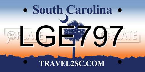 LGE797 South Carolina License Plate
