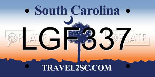 LGF337 South Carolina License Plate