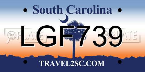 LGF739 South Carolina License Plate