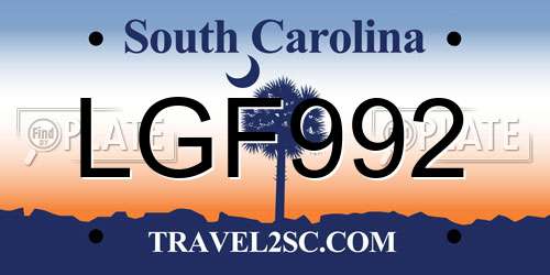 LGF992 South Carolina License Plate