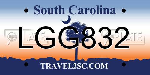 LGG832 South Carolina License Plate