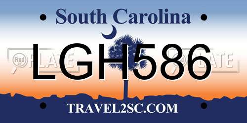 LGH586 South Carolina License Plate