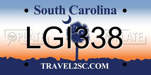 LGI338 South Carolina License Plate