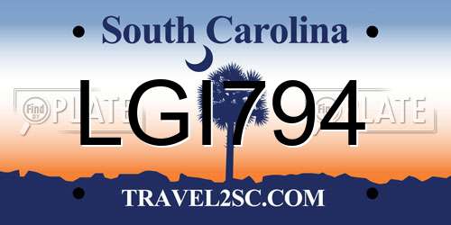 LGI794 South Carolina License Plate