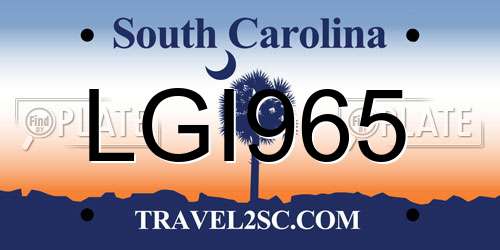 LGI965 South Carolina License Plate