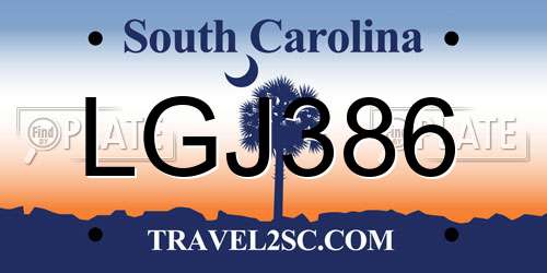 LGJ386 South Carolina License Plate