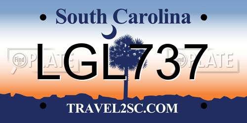 LGL737 South Carolina License Plate