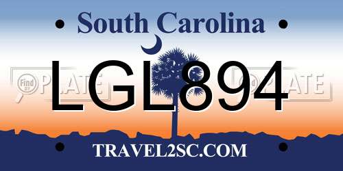 LGL894 South Carolina License Plate
