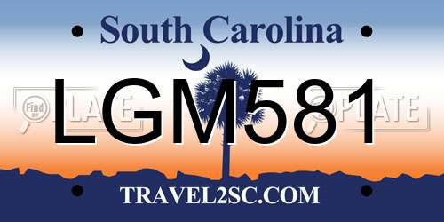 LGM581 South Carolina License Plate