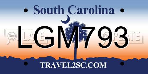 LGM793 South Carolina License Plate